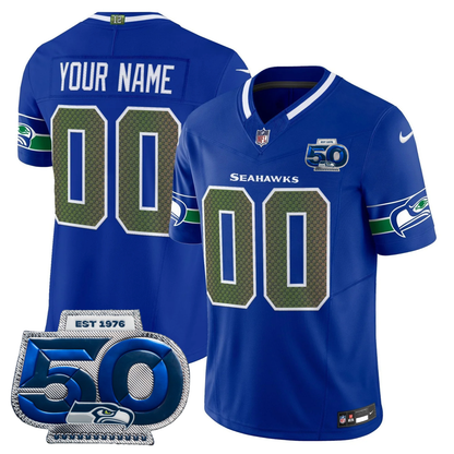Seattle Seahawks 2025 "Rivalries" 50th Season Patch Vapor Limited Jersey - All Stitched
