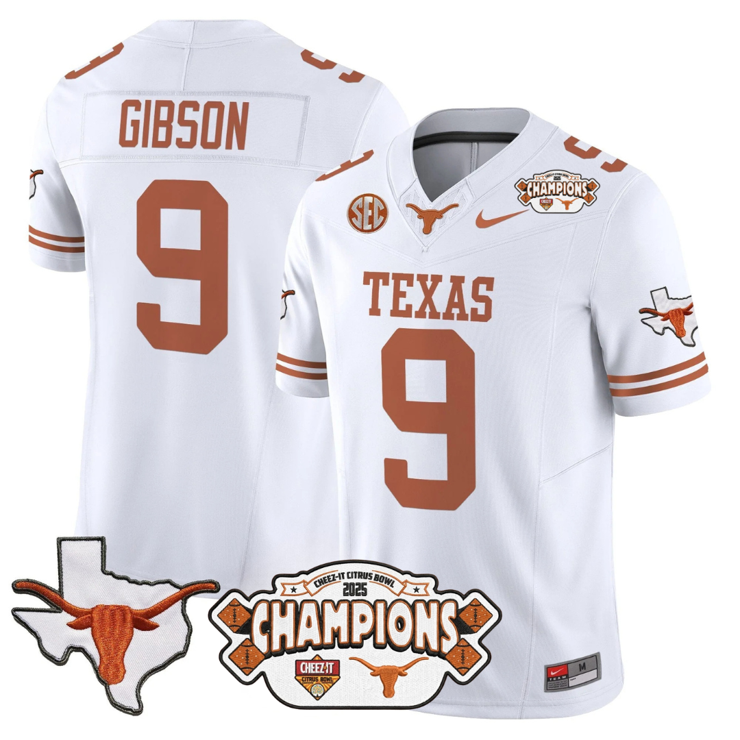 TEX 2025 State Map & Citrus Bowl Champions Patch Vapor Limited Jersey - All Stitched