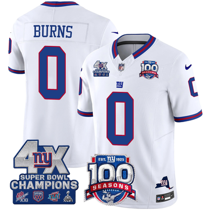 NYG 4X Champions & 100th Season Patch Vapor Limited Jersey - Stitched