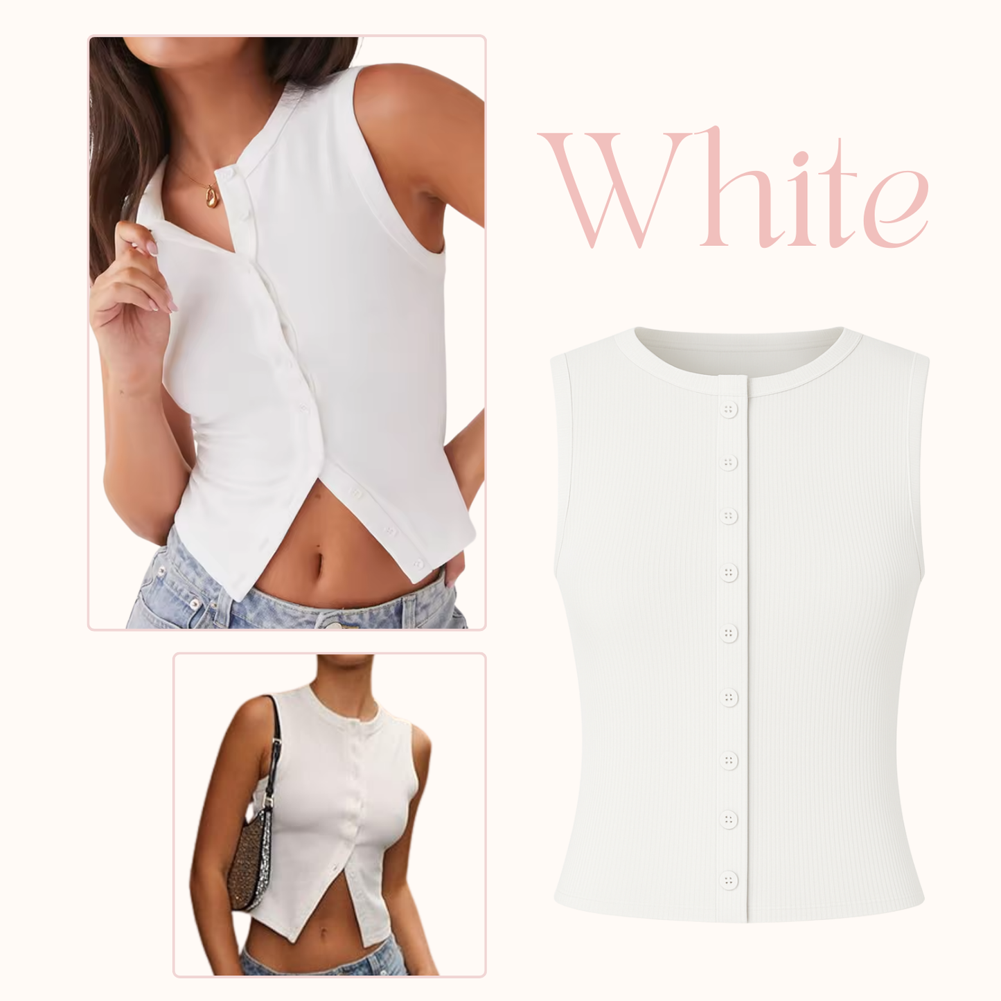 Women's Ribbed Button-Front Tank Tops