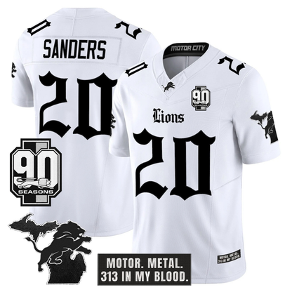 DET 'Gothic Motor Grit Edition' 90th Season Patch Vapor Limited Jersey - All Stitched