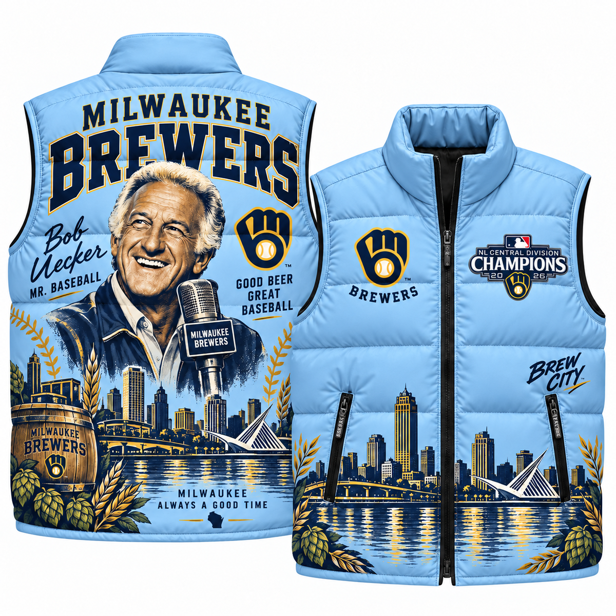 MIL Bob Uecker Puffer Vest - Printed V2