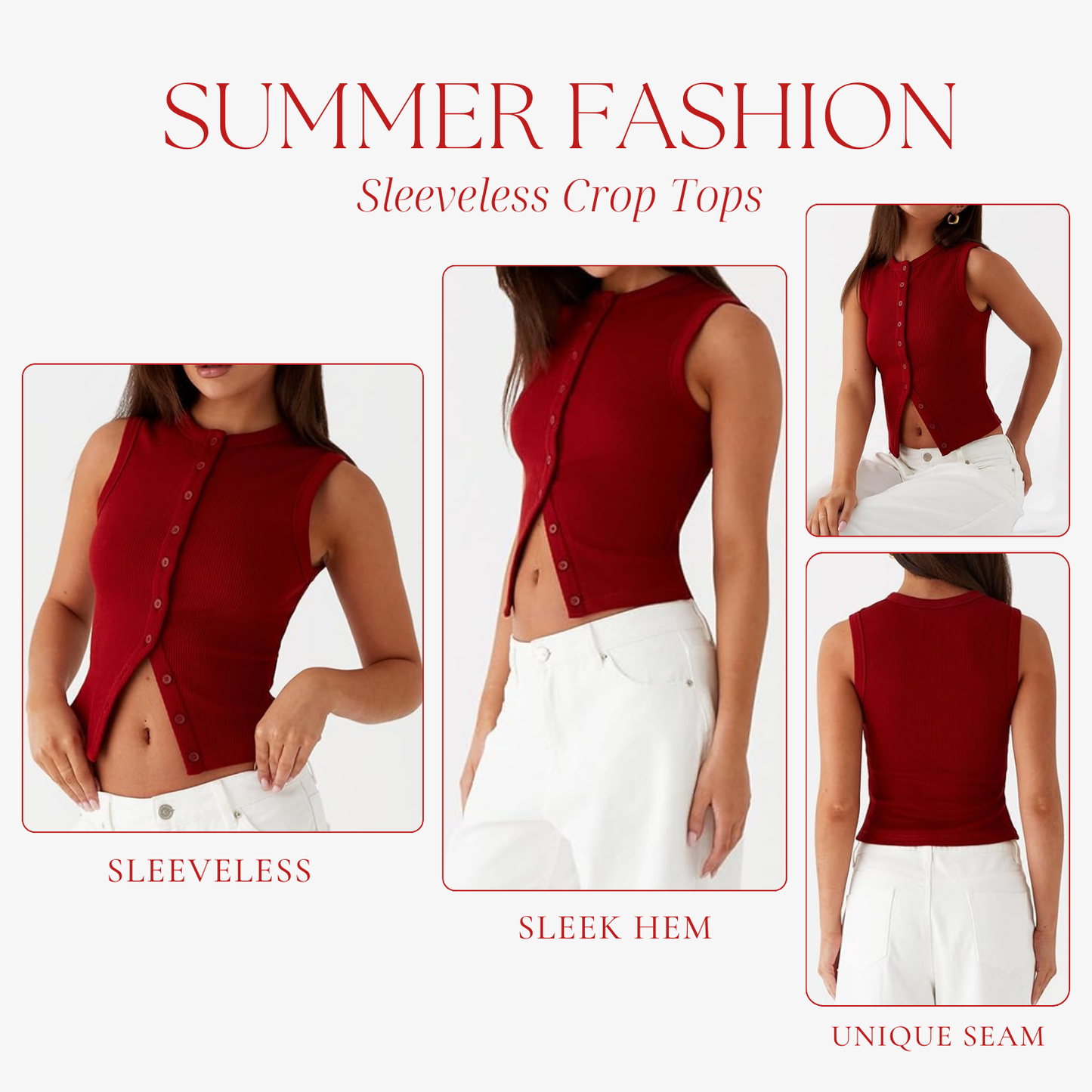 Women's Ribbed Button-Front Tank Tops