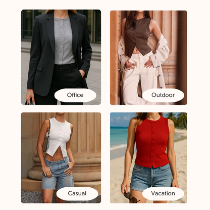 Women's Ribbed Button-Front Tank Tops