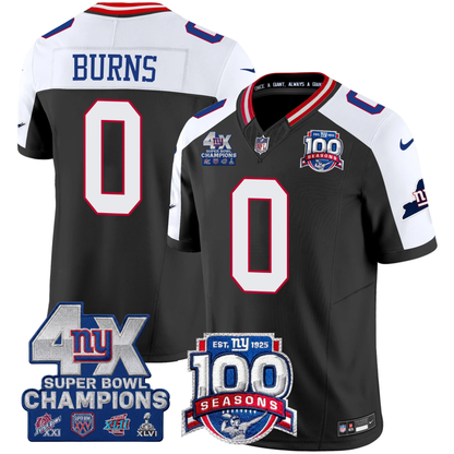 NYG 4X Champions & 100th Season Patch Vapor Limited Jersey - Stitched