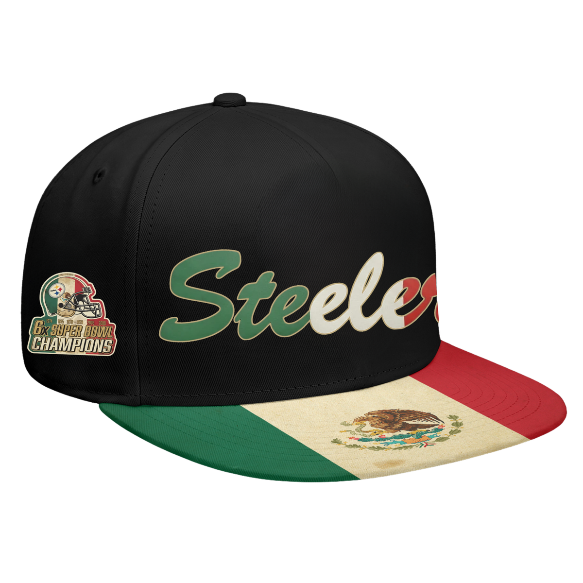 Pittsburgh Steelers Mexico Edition Personalized Snapback Cap - Printed