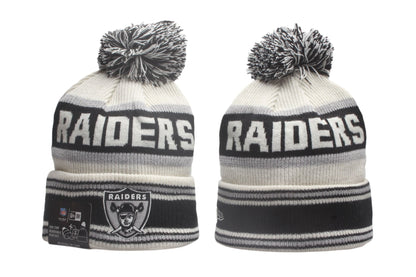 Las Vegas Raiders Cuffed Knit Hat with Pom - Embroidered Patch