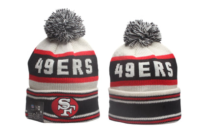 San Francisco 49ers Cuffed Knit Hat with Pom - Embroidered Patch