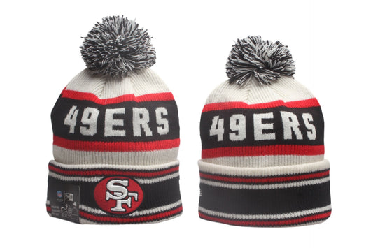 SF Cuffed Knit Hat with Pom - Embroidered Patch