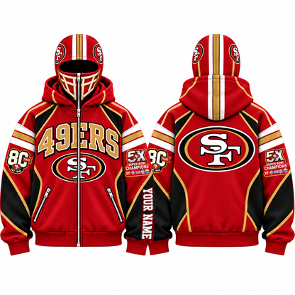 SF Streetwear Style Personalized Mask Zip Up Hoodie - Printed V2