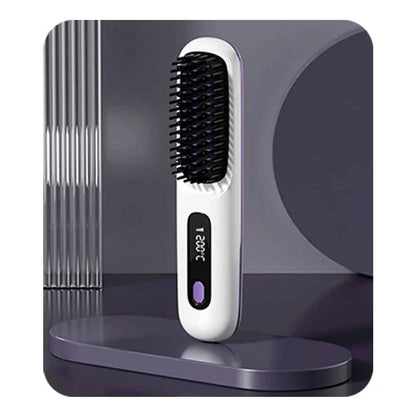 Wireless LCD Rechargeable Ceramic Heating Straight Hair Comb