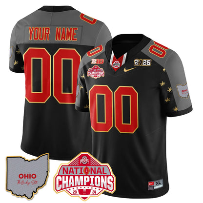 Ohio State Buckeyes 2025 CFP Patch - National Champions Gold Custom Jersey - All Stitched