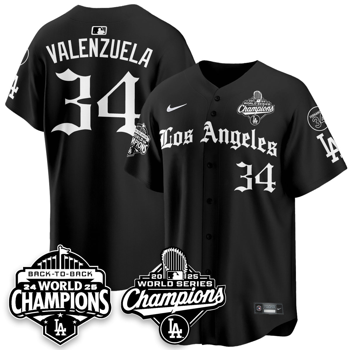 LAD 2025 World Series Champions Vapor Premier Limited Jersey - LA Gothic Edition - All Stitched