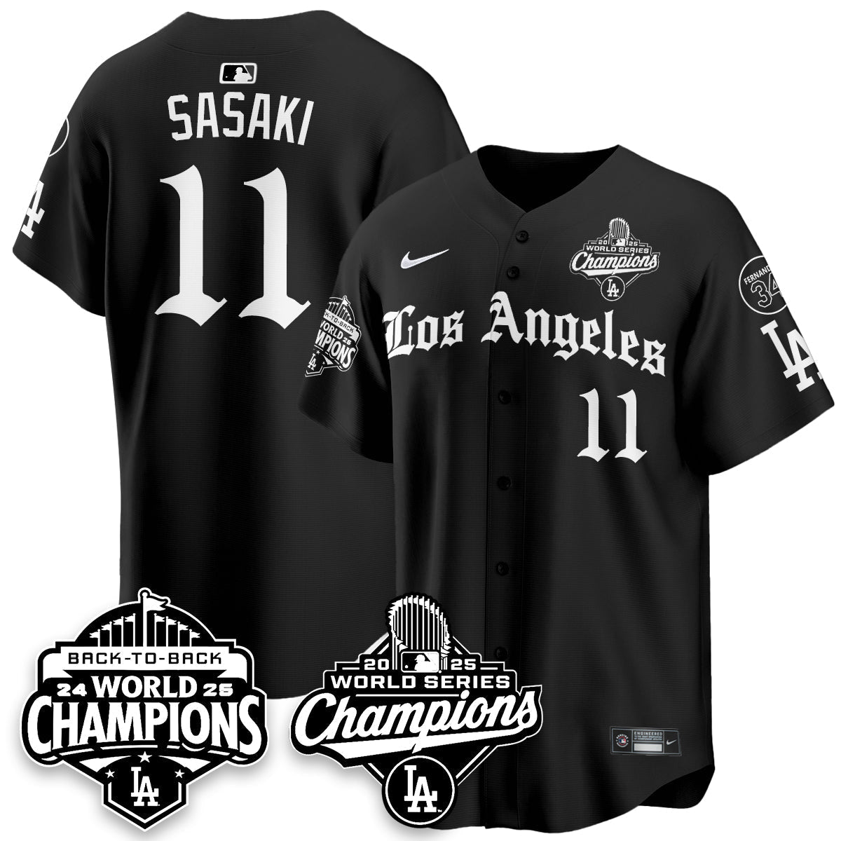 LAD 2025 World Series Champions Vapor Premier Limited Jersey - LA Gothic Edition - All Stitched N2