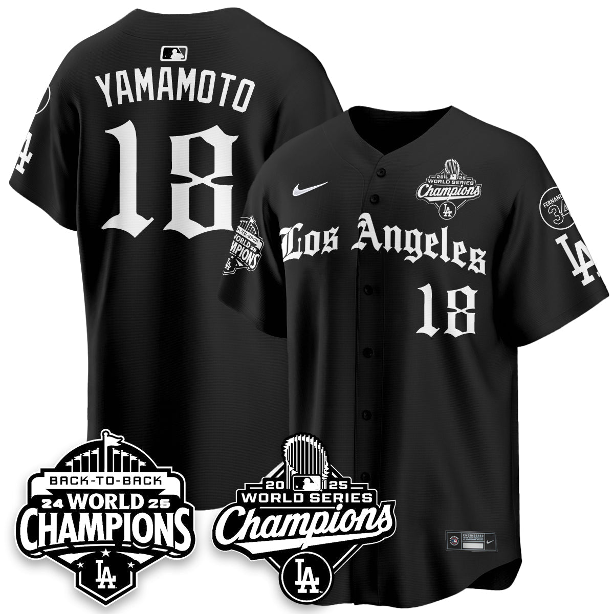LAD 2025 World Series Champions Vapor Premier Limited Jersey - LA Gothic Edition - All Stitched N2