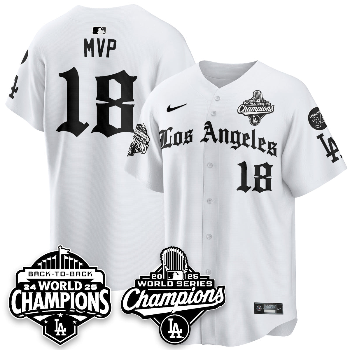 LAD 2025 World Series Champions Vapor Premier Limited Jersey - LA Gothic Edition - All Stitched N2