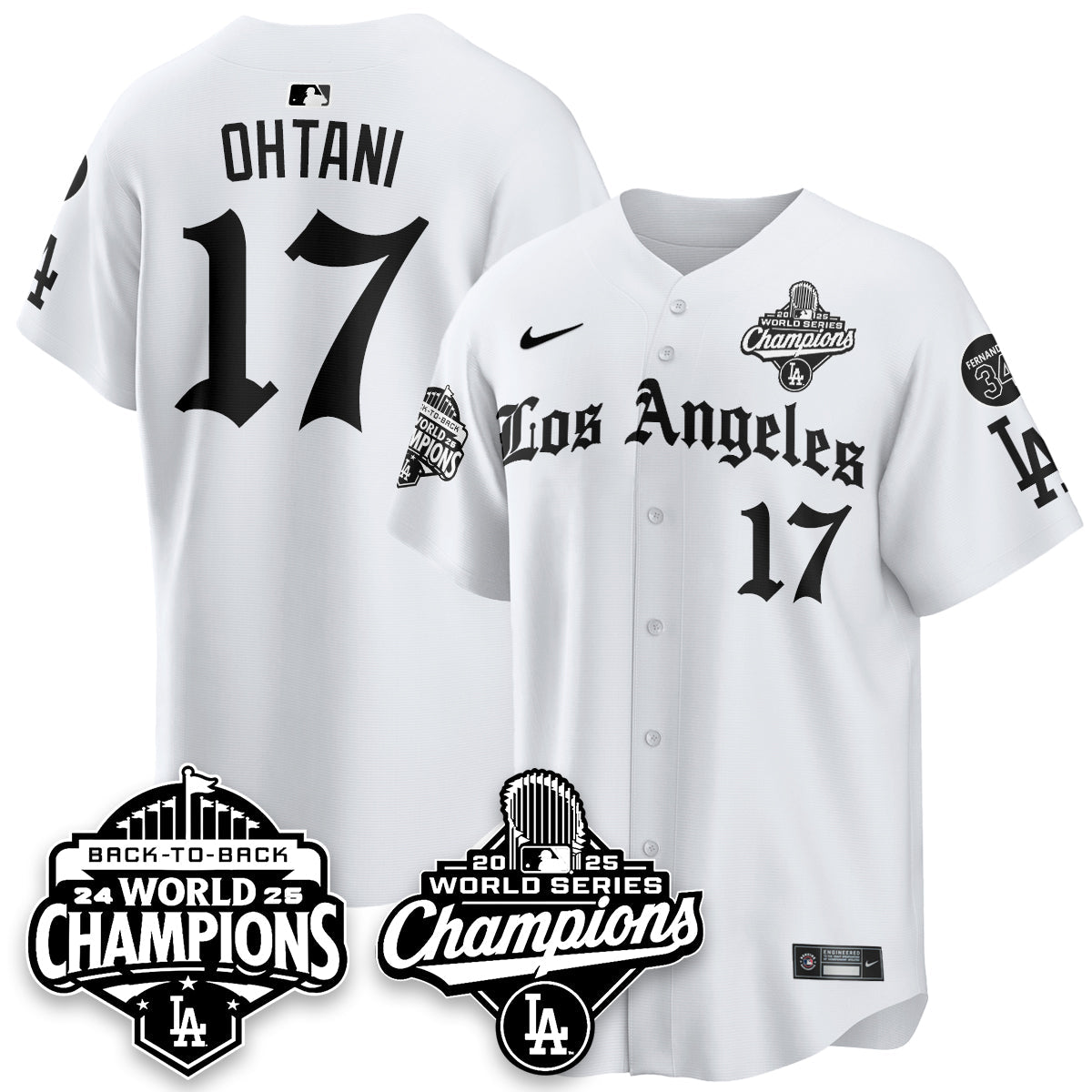 LAD 2025 World Series Champions Vapor Premier Limited Jersey - LA Gothic Edition - All Stitched