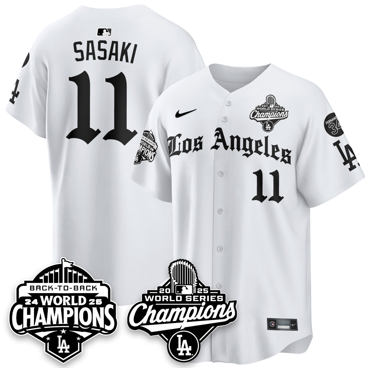 LAD 2025 World Series Champions Vapor Premier Limited Jersey - LA Gothic Edition - All Stitched