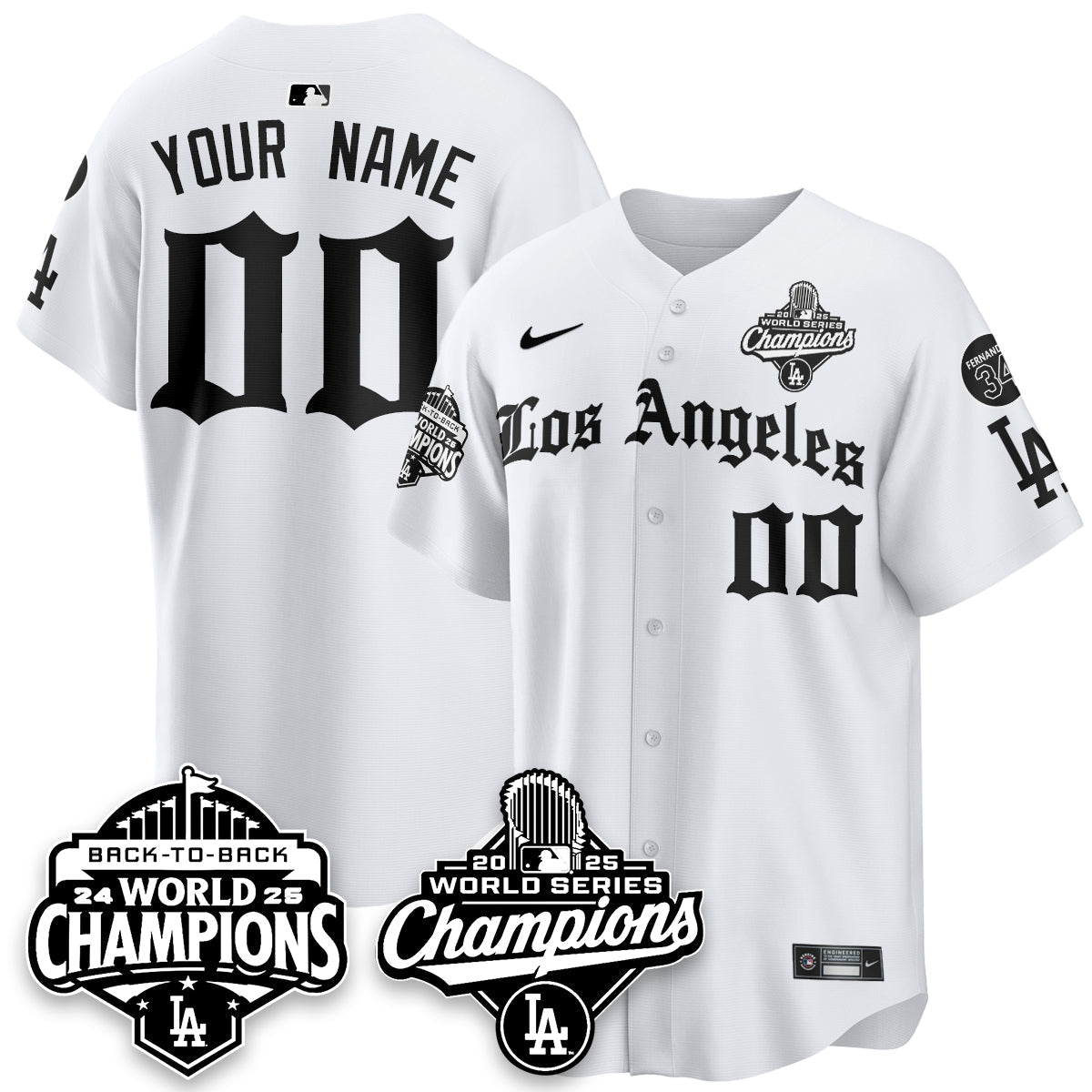 Custom LAD 2025 World Series Champions Vapor Premier Limited Jersey - LA Gothic Edition - All Stitched