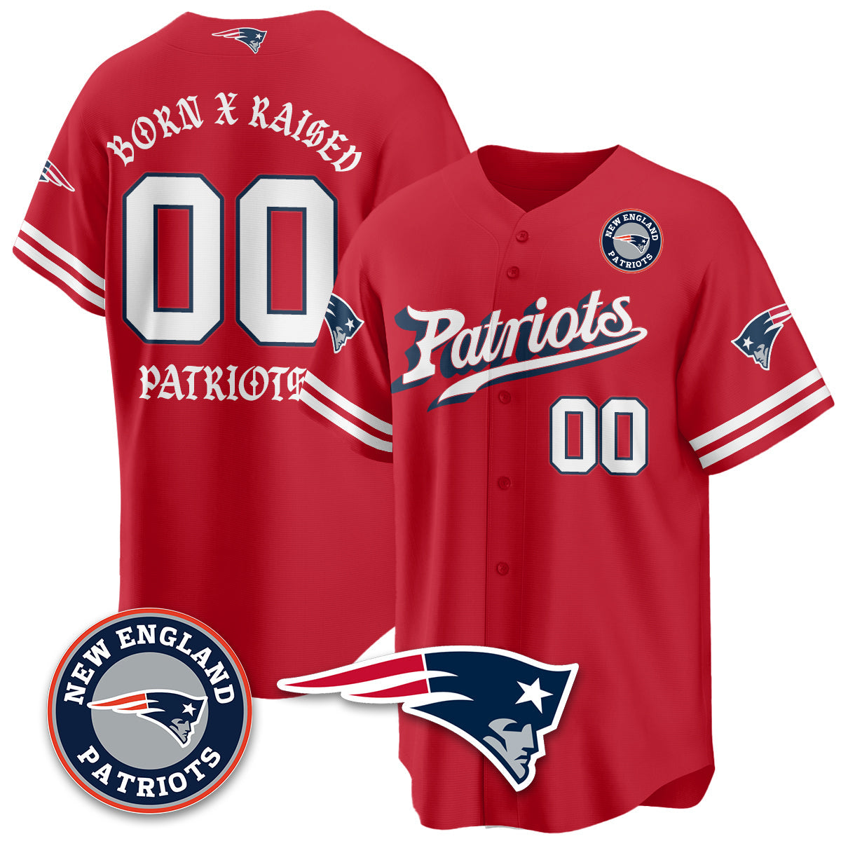 NE Born x Raised Baseball Jersey - All Stitched