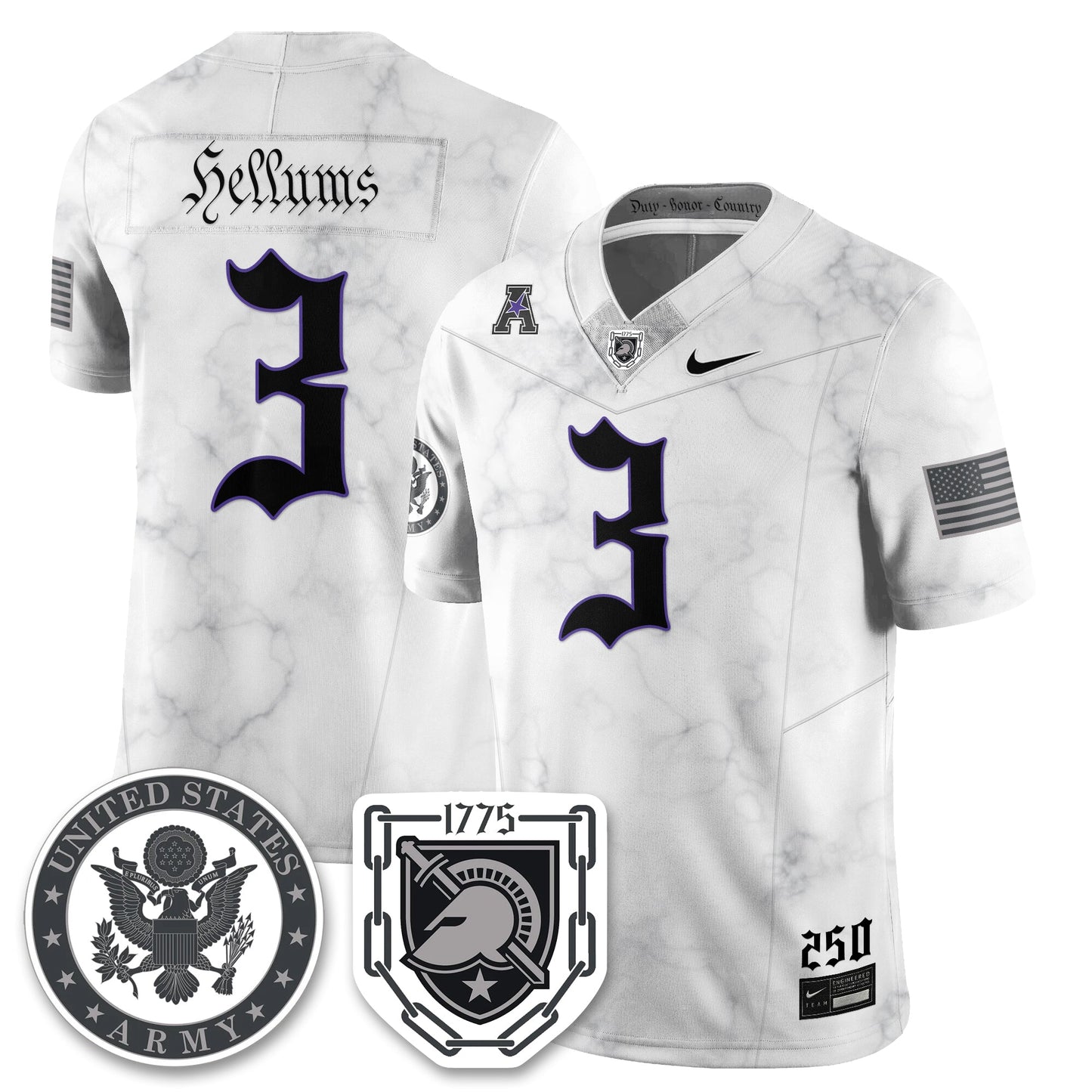 Army Black Knights Vapor Limited Jersey - 250 Years of Service and Sacrifice - All Stitched