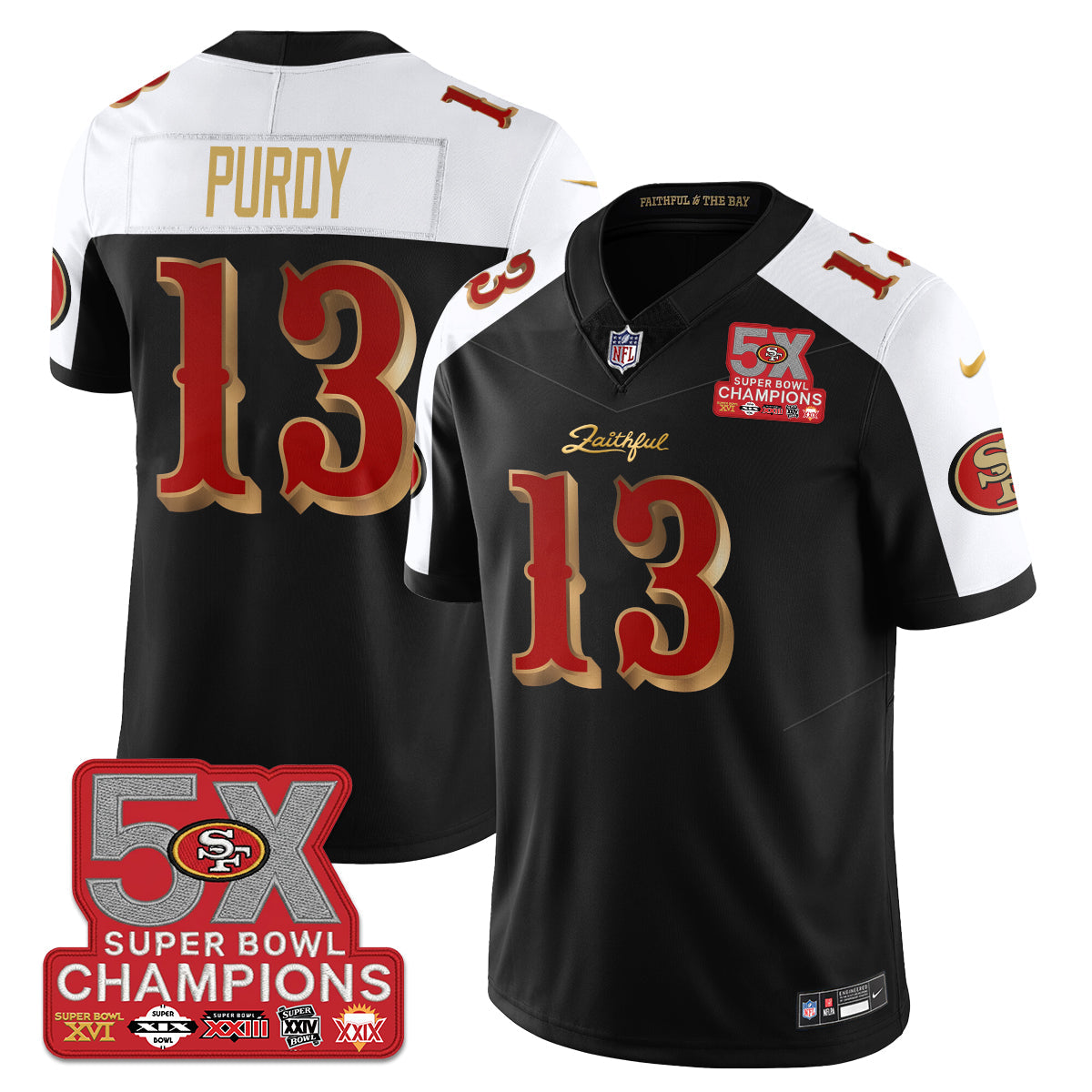 SF Rivalries 5-Time Champions Patch Vapor Limited Jersey - All Stitched