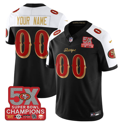 Custom SF Rivalries 5-Time Champions Patch Vapor Limited Jersey - All Stitched
