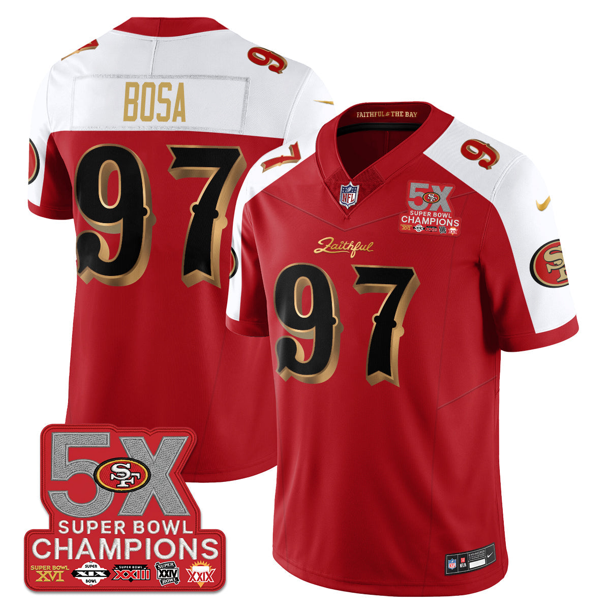SF Rivalries 5-Time Champions Patch Vapor Limited Jersey - All Stitched