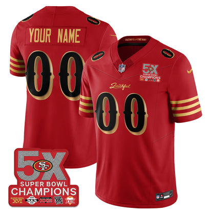 Custom SF Rivalries 5-Time Champions Patch Vapor Limited Jersey - All Stitched