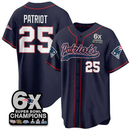 NE 6-Time Champions Patch Vapor Baseball Jersey - All Stitched