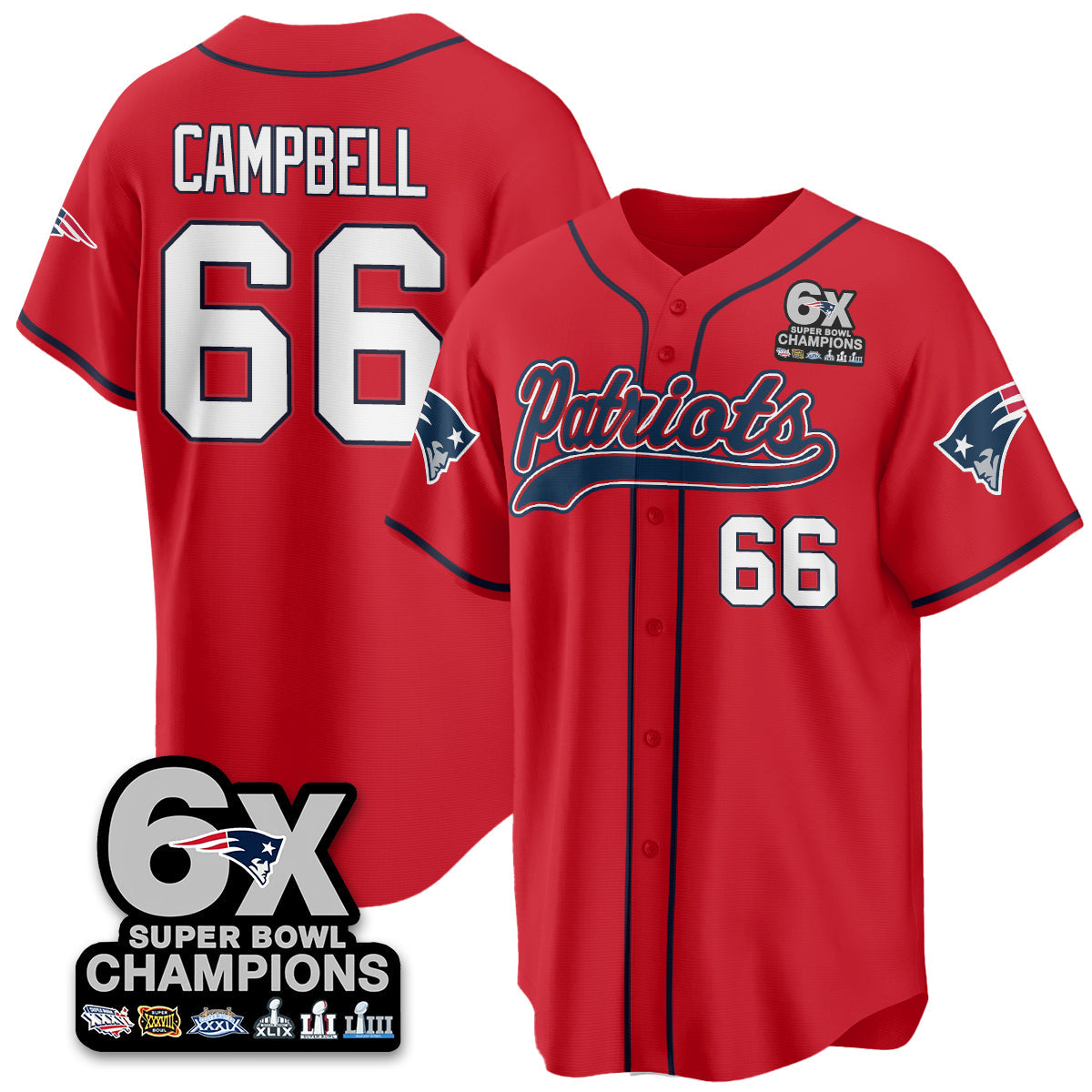 NE 6-Time Champions Patch Vapor Baseball Jersey - All Stitched