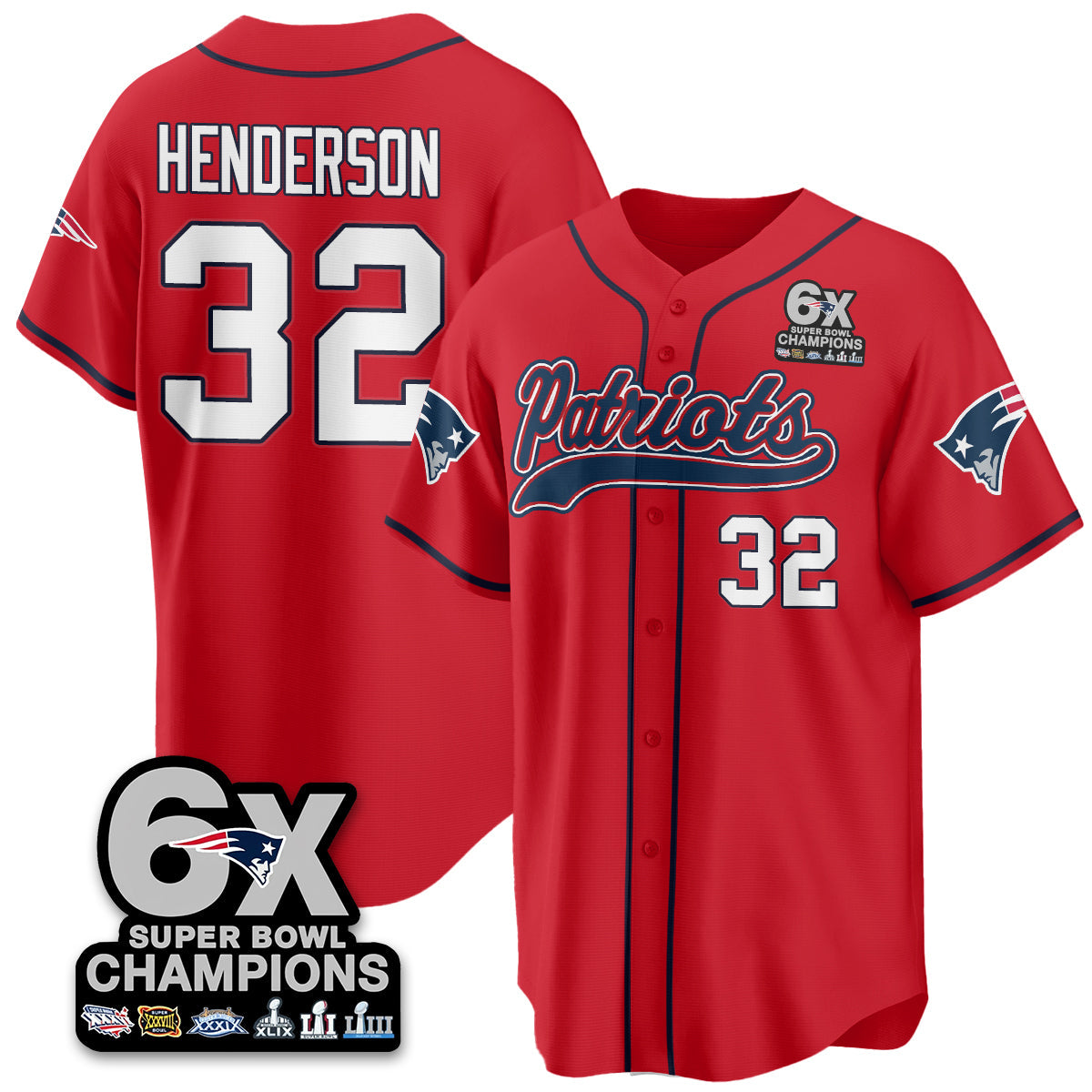 NE 6-Time Champions Patch Vapor Baseball Jersey - All Stitched