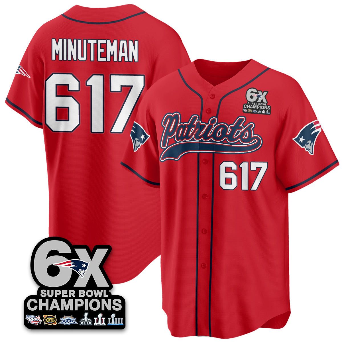 NE 6-Time Champions Patch Vapor Baseball Jersey - All Stitched