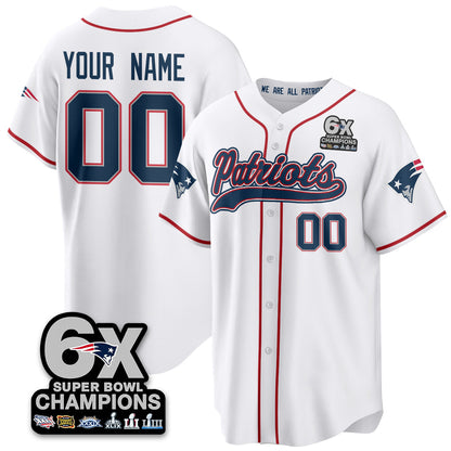 Custom NE 6-Time Champions Patch Vapor Baseball Jersey - All Stitched