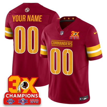 WAS 3-Time Champions Patch Vapor Limited Custom Jersey - All Stitched