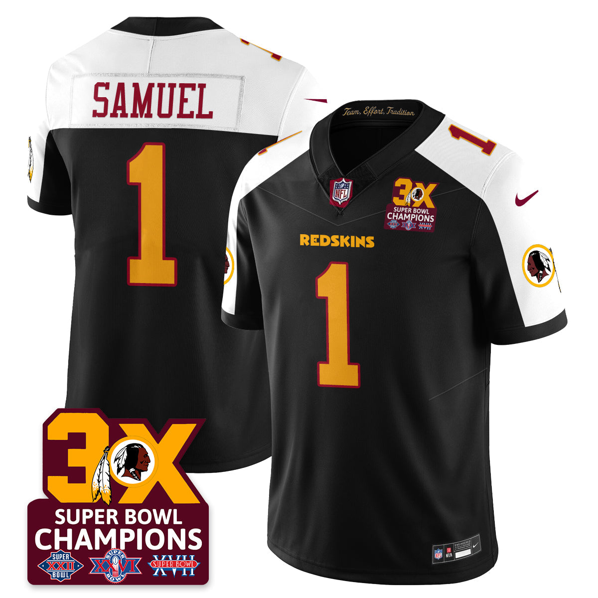 WAS 3-Time Champions Patch Vapor Limited Jersey - All Stitched