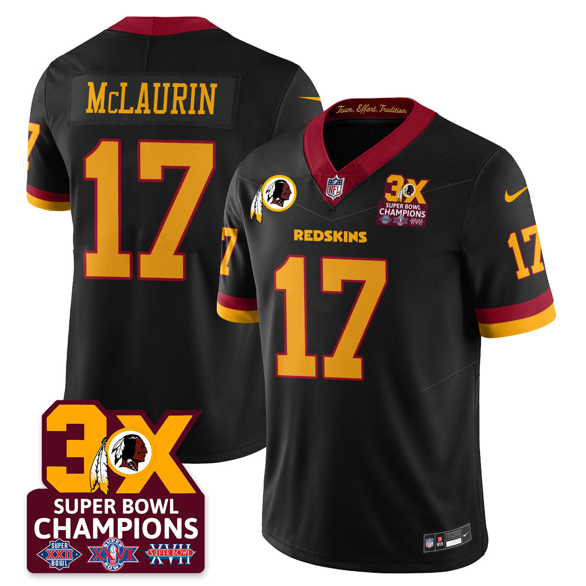WAS 3-Time Champions Patch Vapor Limited Jersey - All Stitched