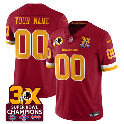 Custom WAS 3-Time Champions Patch Vapor Limited Jersey - All Stitched
