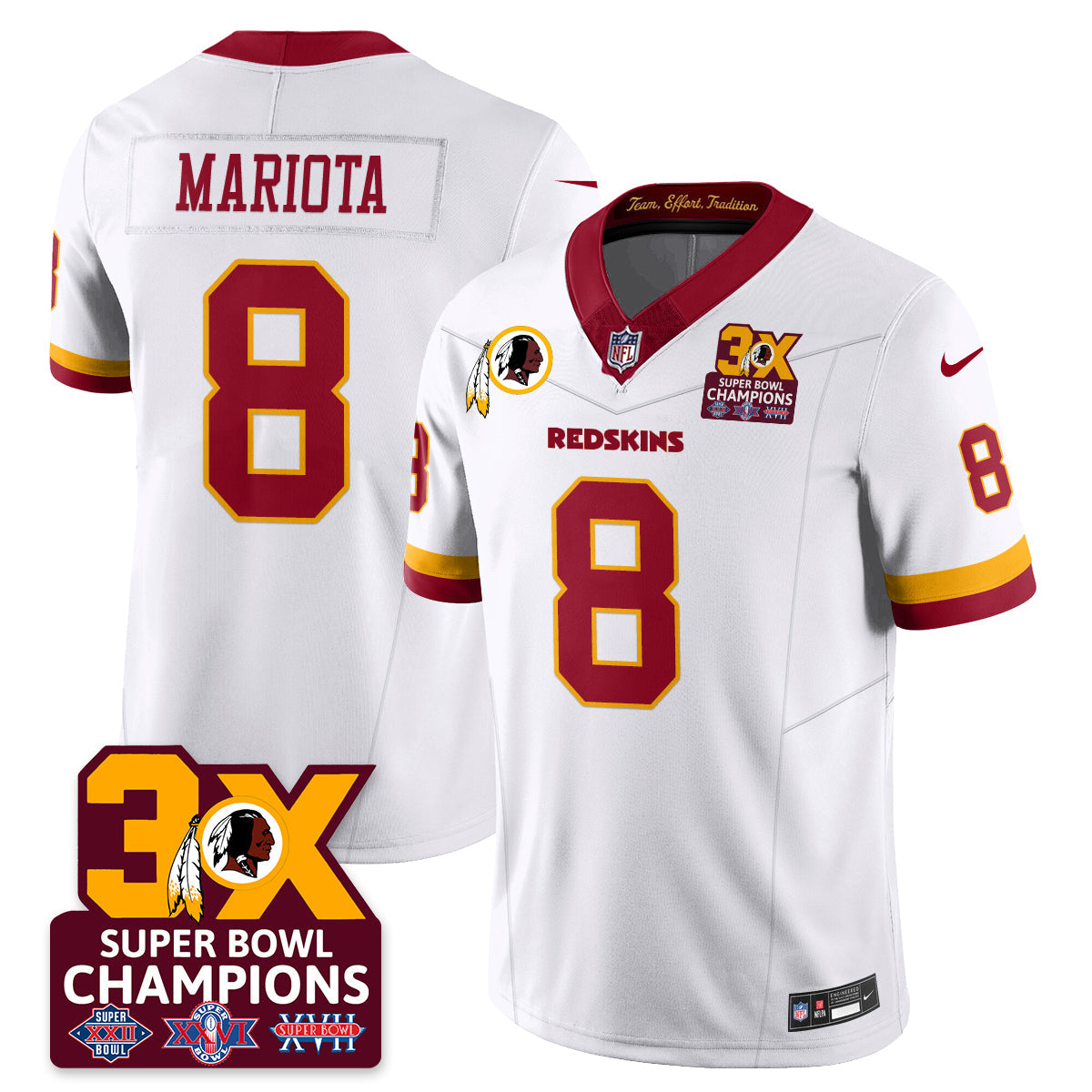 WAS 3-Time Champions Patch Vapor Limited Jersey - All Stitched