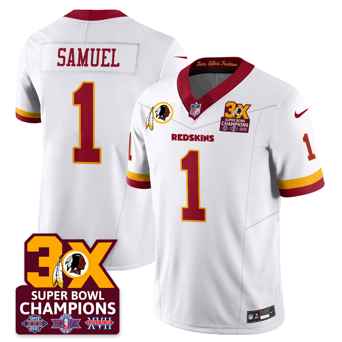 WAS 3-Time Champions Patch Vapor Limited Jersey - All Stitched