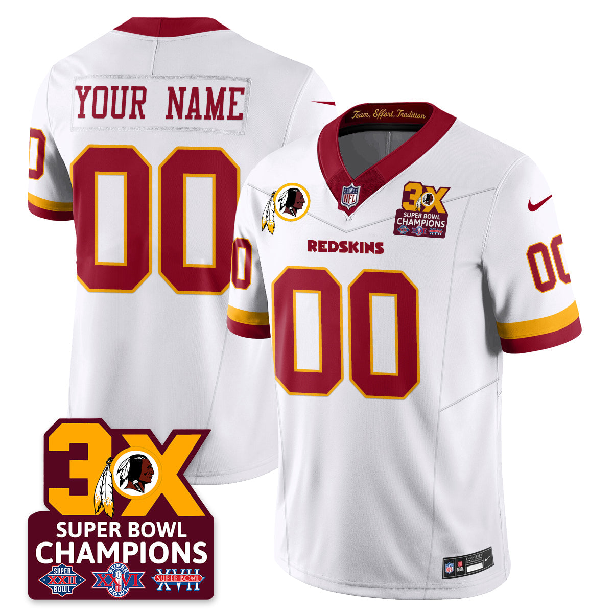 Custom WAS 3-Time Champions Patch Vapor Limited Jersey - All Stitched