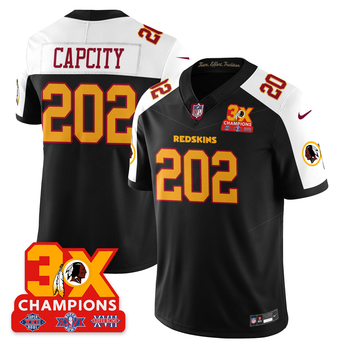 WAS 3-Time Champions Patch Vapor Limited Throwback Jersey - All Stitched