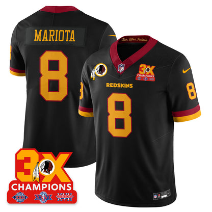 WAS 3-Time Champions Patch Vapor Limited Throwback Jersey - All Stitched
