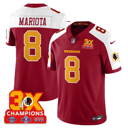 WAS 3-Time Champions Patch Vapor Limited Throwback Jersey - All Stitched