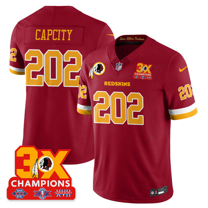 WAS 3-Time Champions Patch Vapor Limited Throwback Jersey - All Stitched