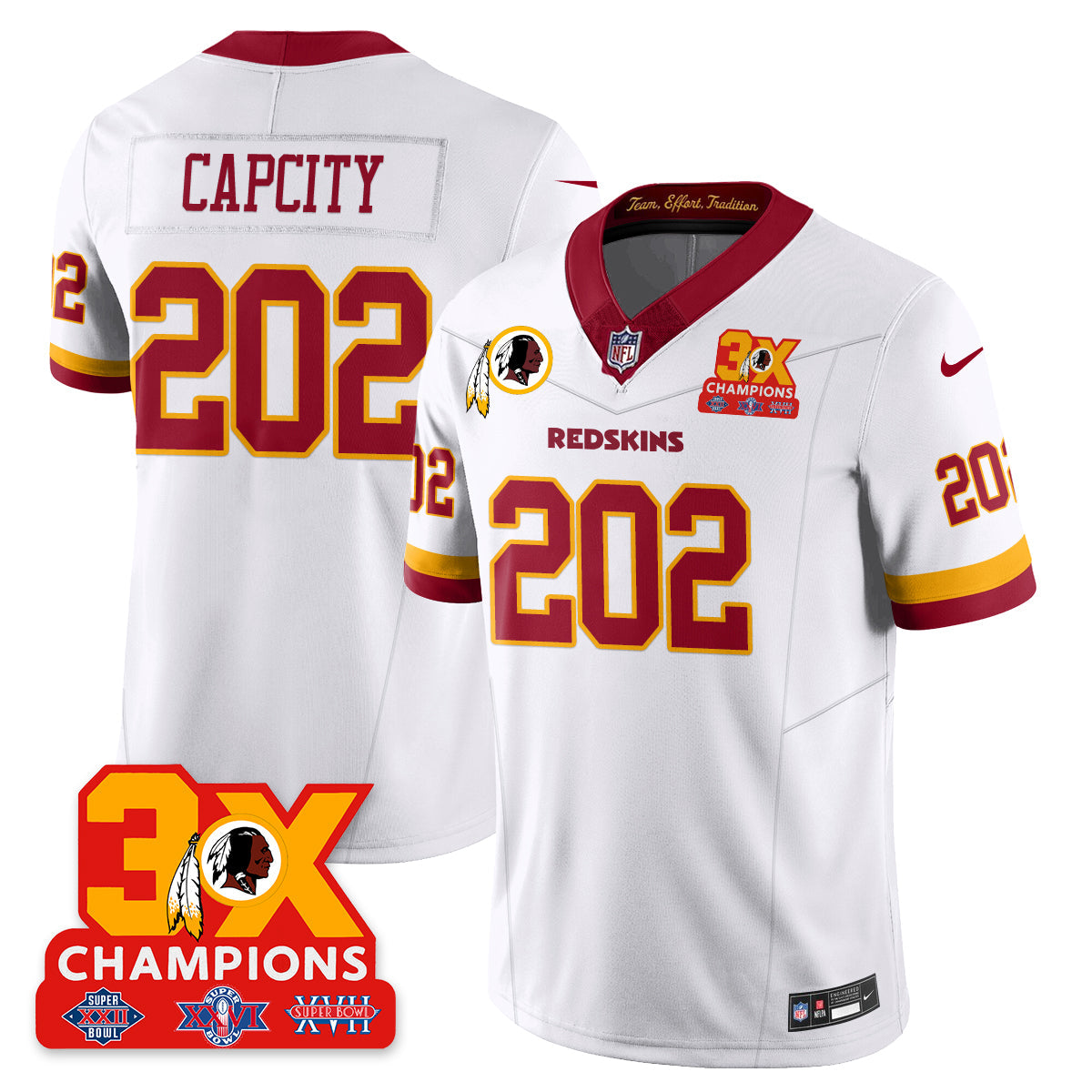 WAS 3-Time Champions Patch Vapor Limited Throwback Jersey - All Stitched