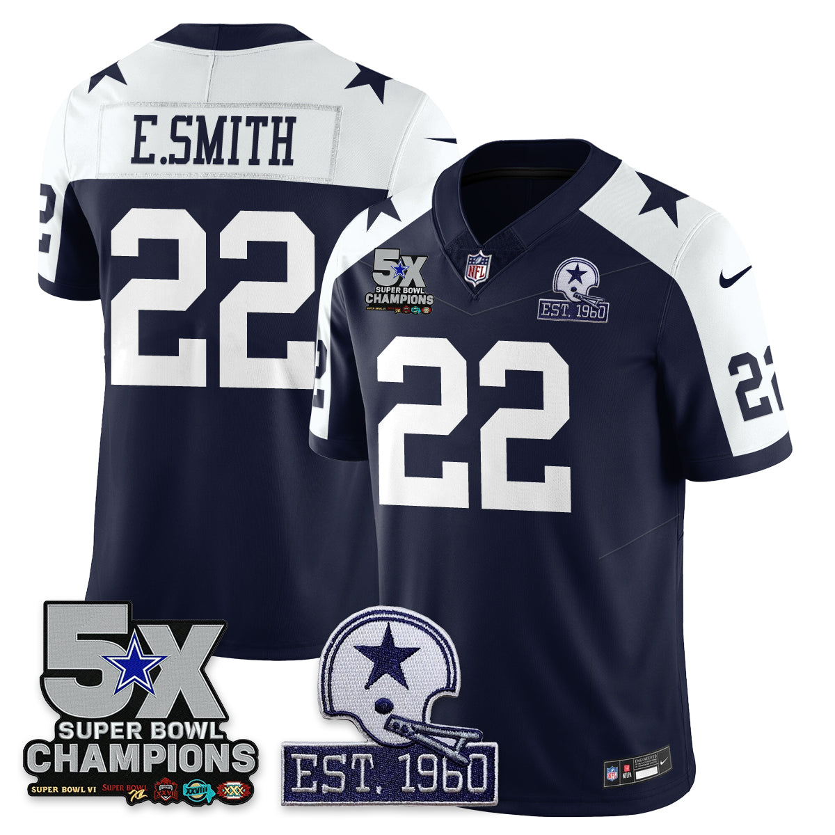 DAL 5-Time Champions Patch Vapor Limited Jersey - All Stitched