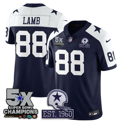 DAL 5-Time Champions Patch Vapor Limited Jersey - All Stitched