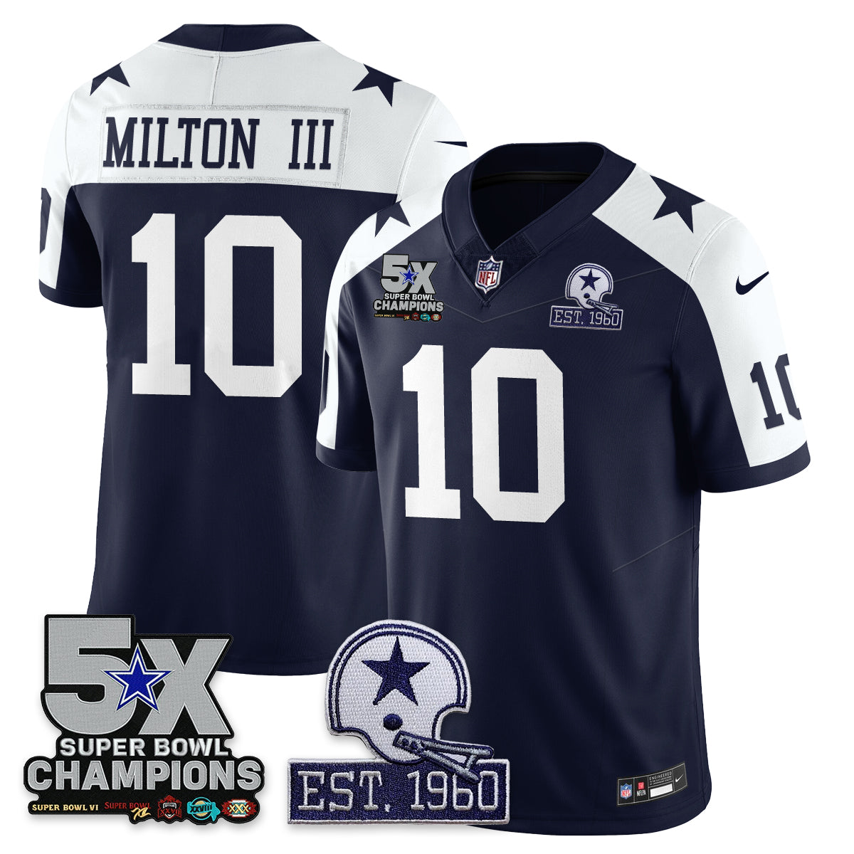 DAL 5-Time Champions Patch Vapor Limited Jersey - All Stitched