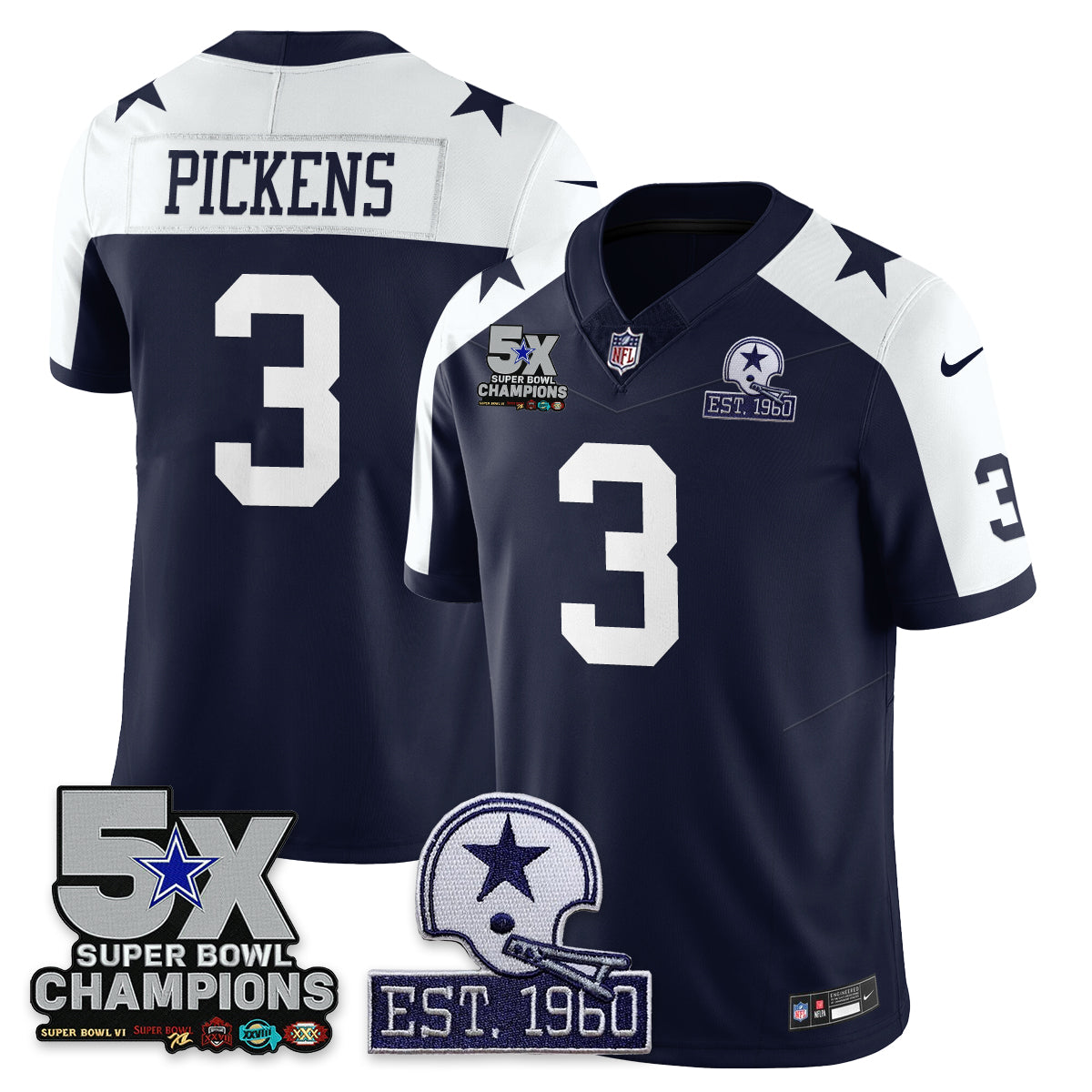 DAL 5-Time Champions Patch Vapor Limited Jersey - All Stitched